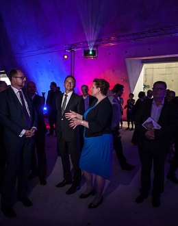 Minister of Culture and National Heritage Małgorzata Omilanowska, Head of the Prime Ministerial Chancellery Jacek Cichocki, and the Mayor of Gdańsk Paweł Adamowicz in future exhibition rooms. Photo: Roman Jocher.
