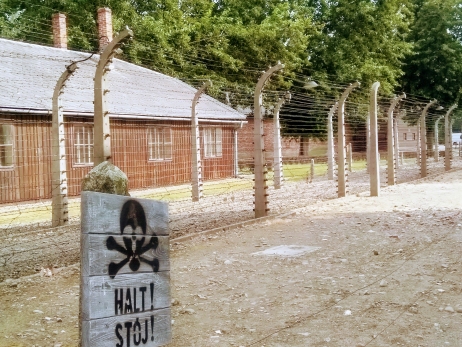 Fot. 1. Baraki obozowe na terenie obozu Auschwitz I – obecnie Państwowe Muzeum Auschwitz-Birkenau w Oświęcimiu, widok współczesny (MIIWŚ)