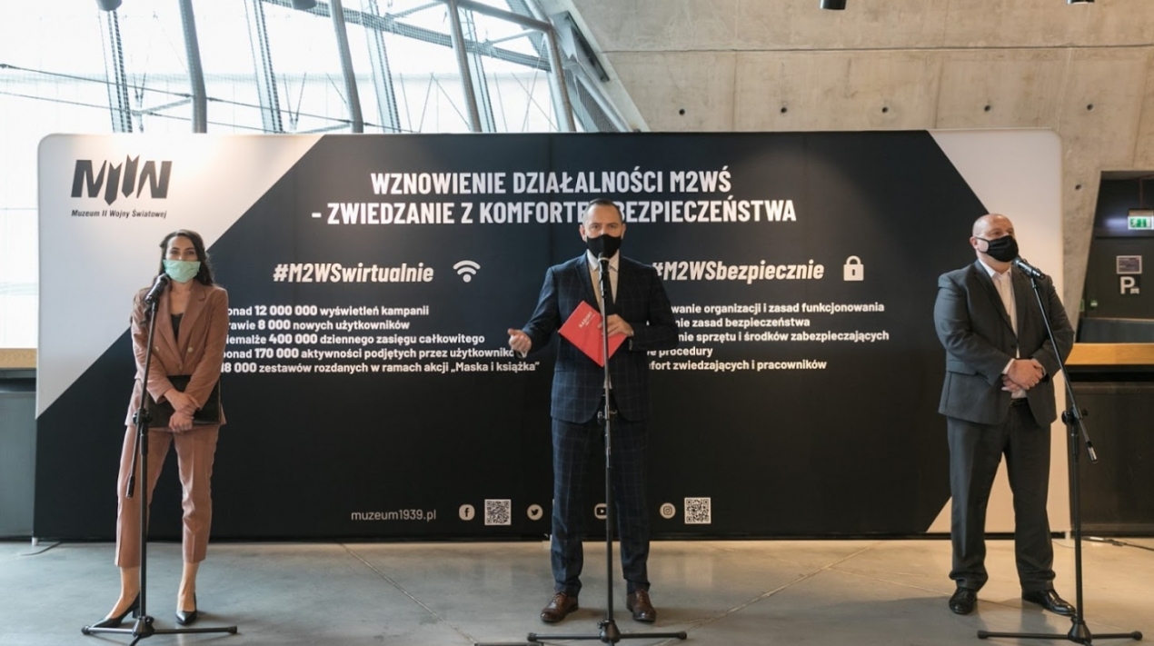 Konferencja prasowa dotycząca ponownego otwarcia Muzeum II Wojny Światowej w Gdańsku