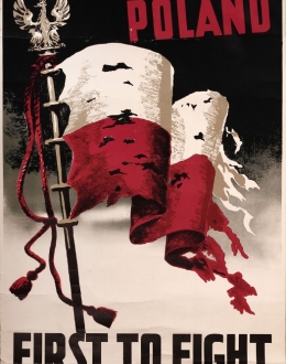 Plakat "Poland first to fight" autorstwa Marka Żuławskiego, 1942 r. Fot. J. Balk
