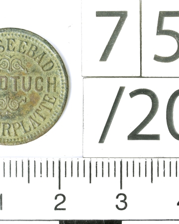 Żeton kąpieliska Ostseebad Westerplatte umożliwiający wypożyczenie ręcznika