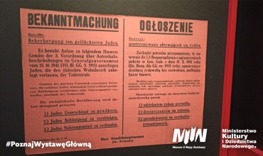 #PoznajWystawęGłówną – obwieszenie niemieckie – kara śmierci dla Polaków pomagających Żydom