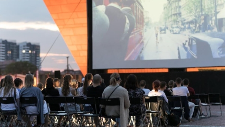 Screening of "Miasto 44" at the square in front of the Museum of the Second World War in Gdańsk