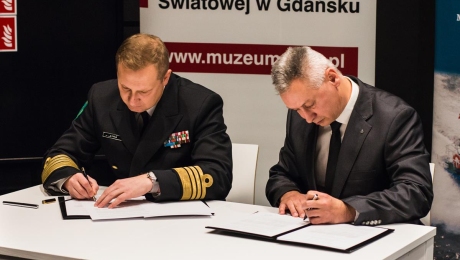 Podpisanie porozumienia pomiędzy Muzeum II Wojny Światowej a Morskim Oddziałem Straży Granicznej im. płk. Karola Bacza fot. Mikołaj Bujak