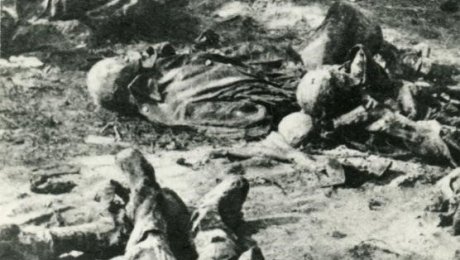 Fot. Ciała zamordowanych w Katyniu polskich oficerów, ekshumowane z jednego z grobów (MIIWŚ)