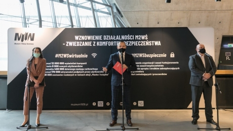 Konferencja prasowa dotycząca ponownego otwarcia Muzeum II Wojny Światowej w Gdańsku