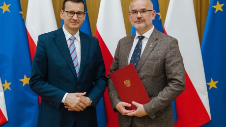 Dyrektor Grzegorz Berendt i premier Mateusz Morawiecki 