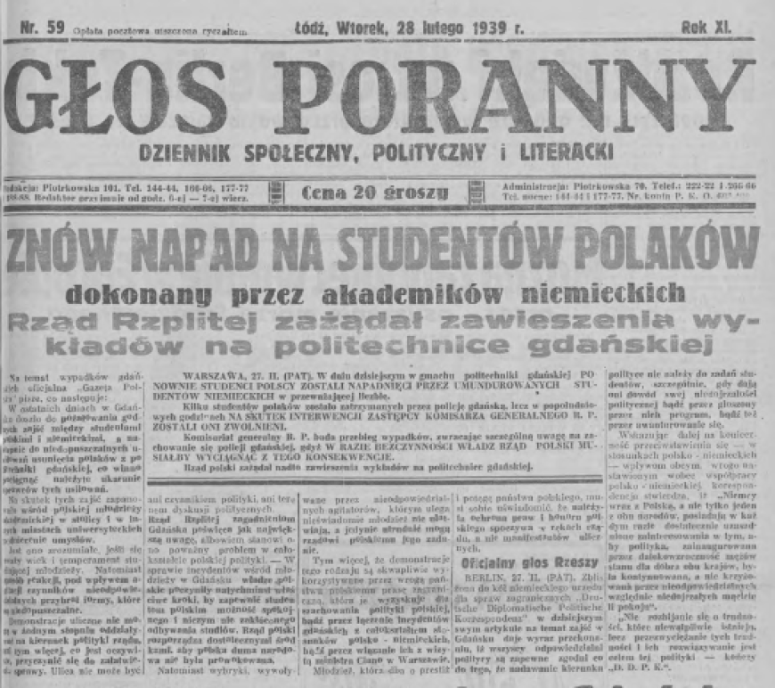 źródło: Głos Poranny z dn. 28 lutego1939
