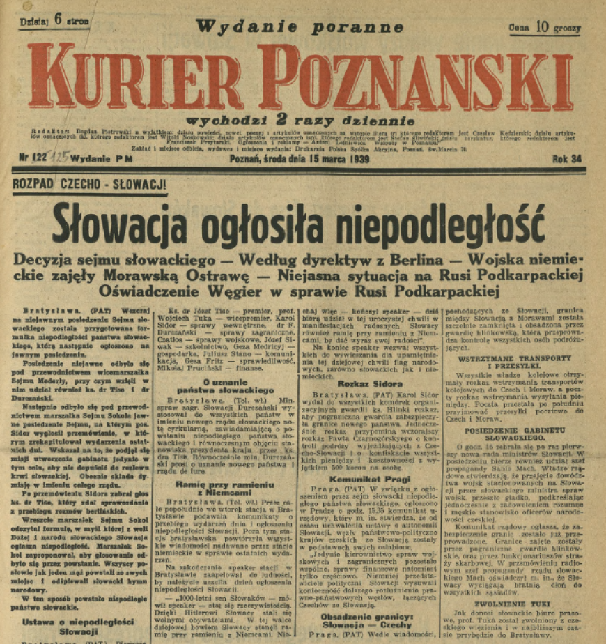 źródło: Kurier Poznański z dn. 15 marca 1939