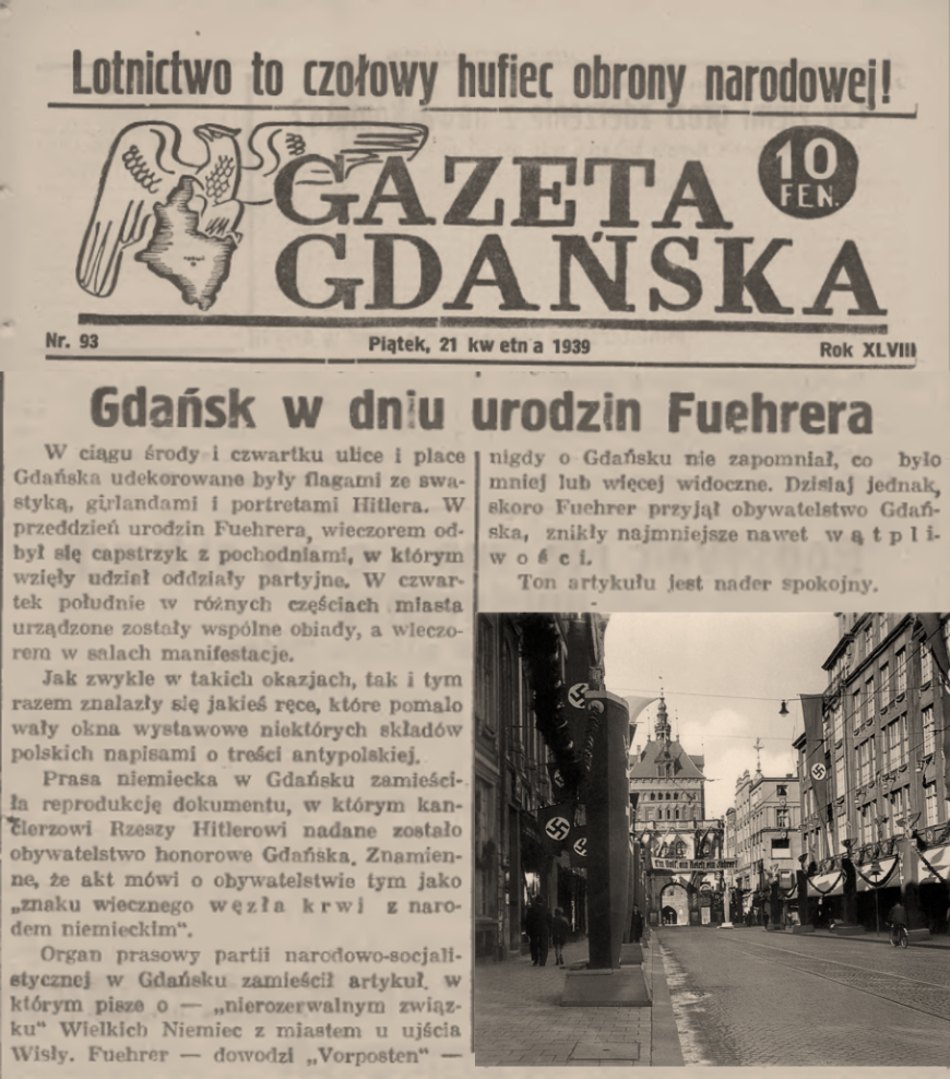 źródło: Gazeta Gdańska z dn. 21 kwietnia 1939