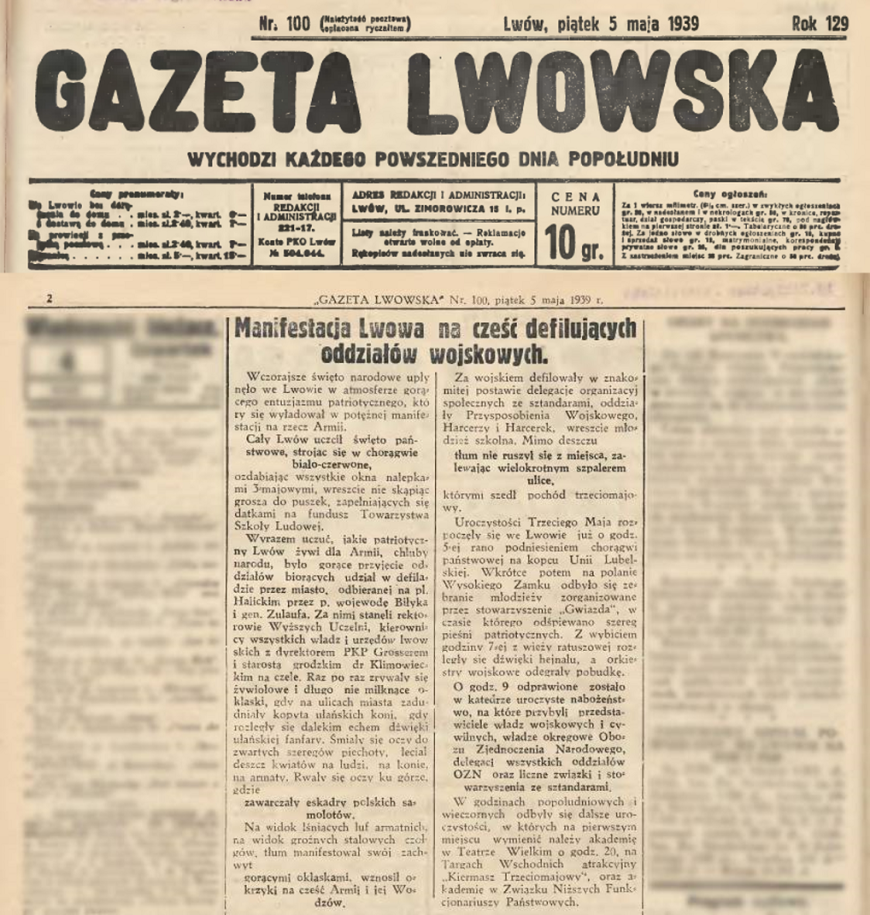 źródło: Gazeta Lwowska z dn. 5 maja 1939
