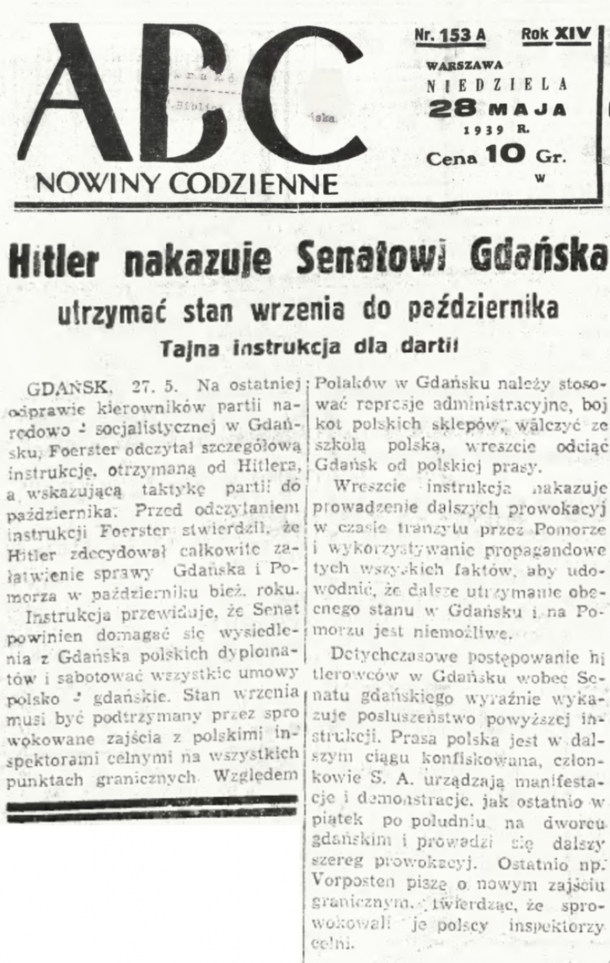 źródło: ABC Nowiny Codzienne z dn. 28 maja 1939