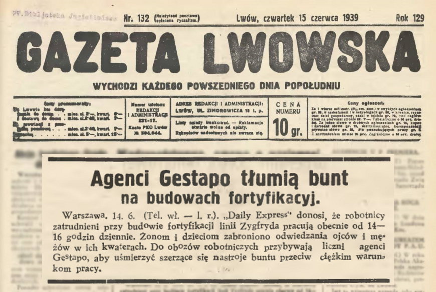 źródło: Gazeta Lwowska z dn. 15 czerwca 1939
