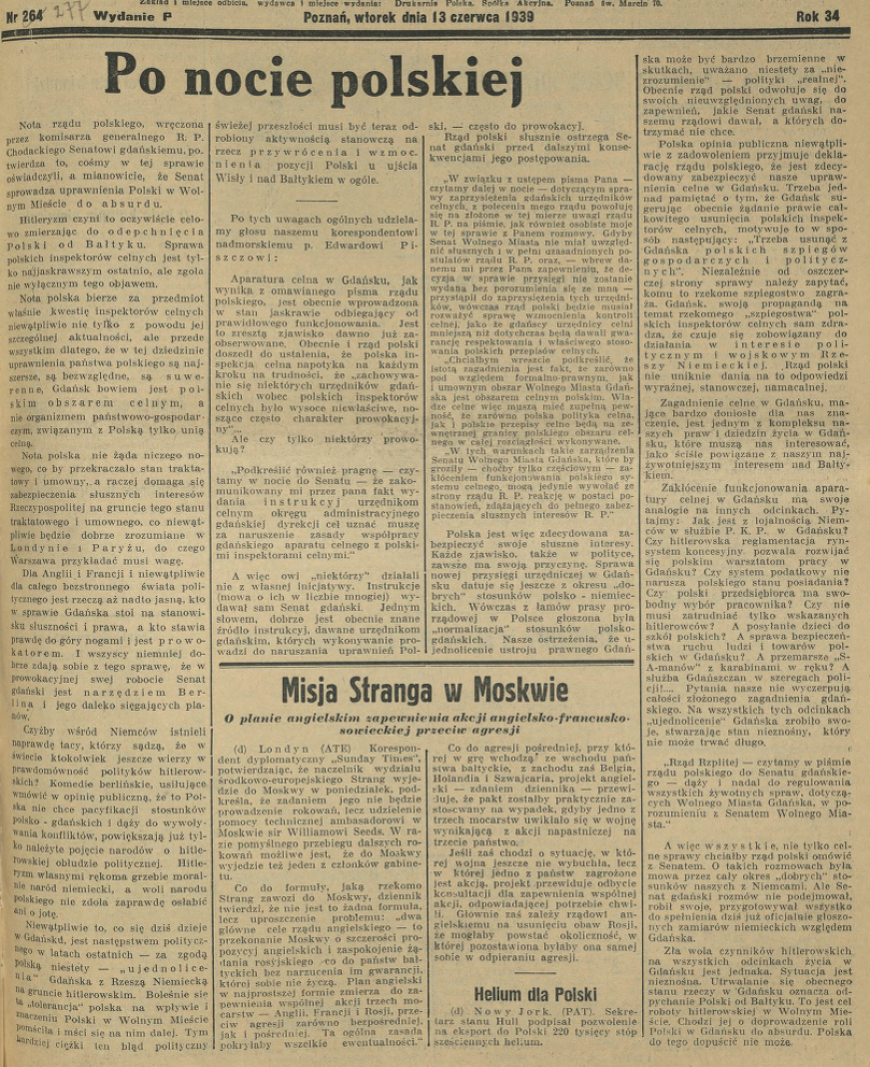 źródło: Kurier Poznański z dn. 13 czerwca 1939