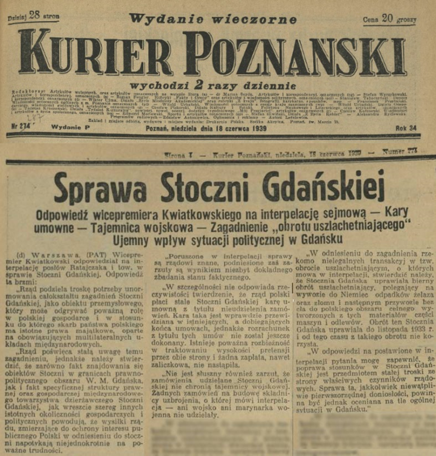 źródło: Kurier Poznański z dn. 18 czerwca 1939