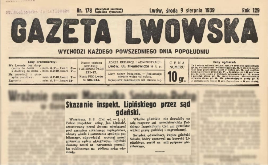 Gazeta Lwowska; 9.08.1939