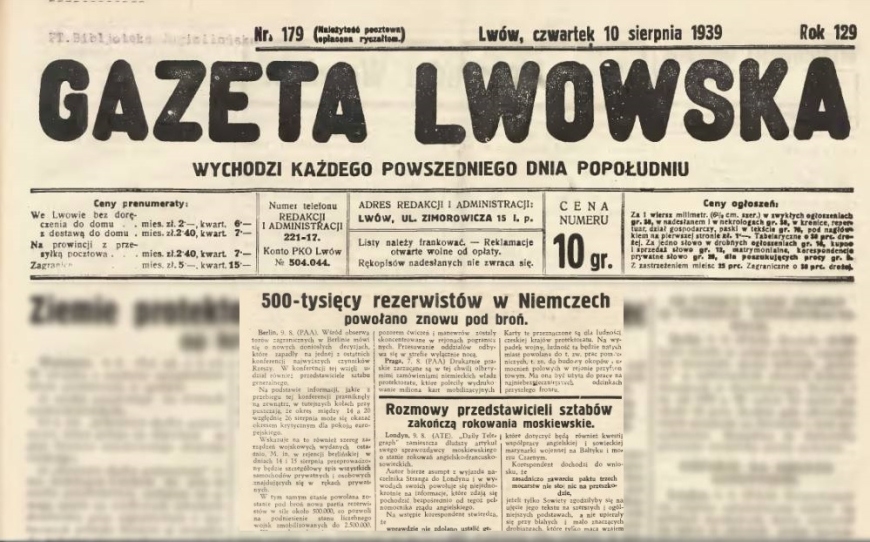 Gazeta Lwowska; 10.08.1939