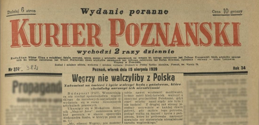 źródło: Kurier Poznański z dn. 15 sierpnia 1939