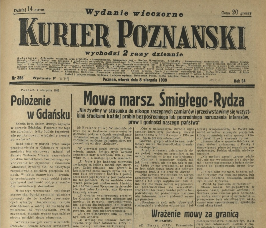 źródło Kurier Poznański; 8.08.1939