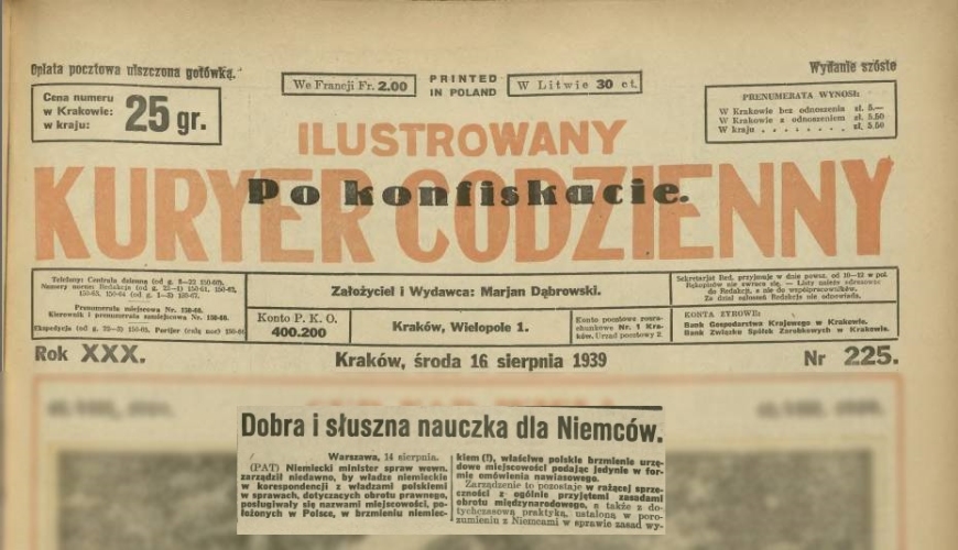 źródło: Ilustrowany Kuryer Codzienny z dn. 16 sierpnia 1939