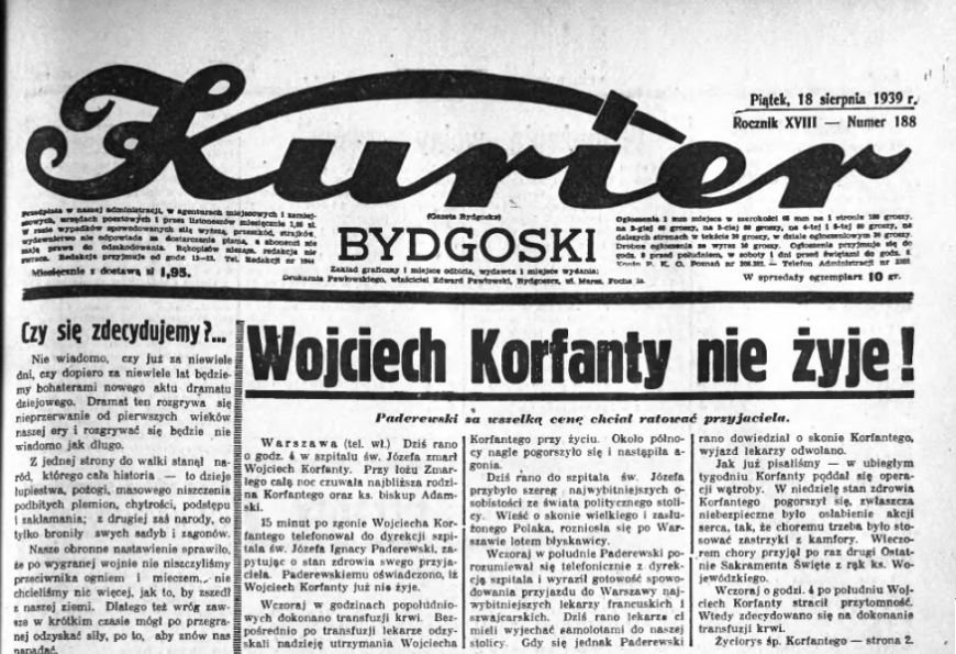 źródło: Kurier Bydgoski z dn. 18 sierpnia 1939