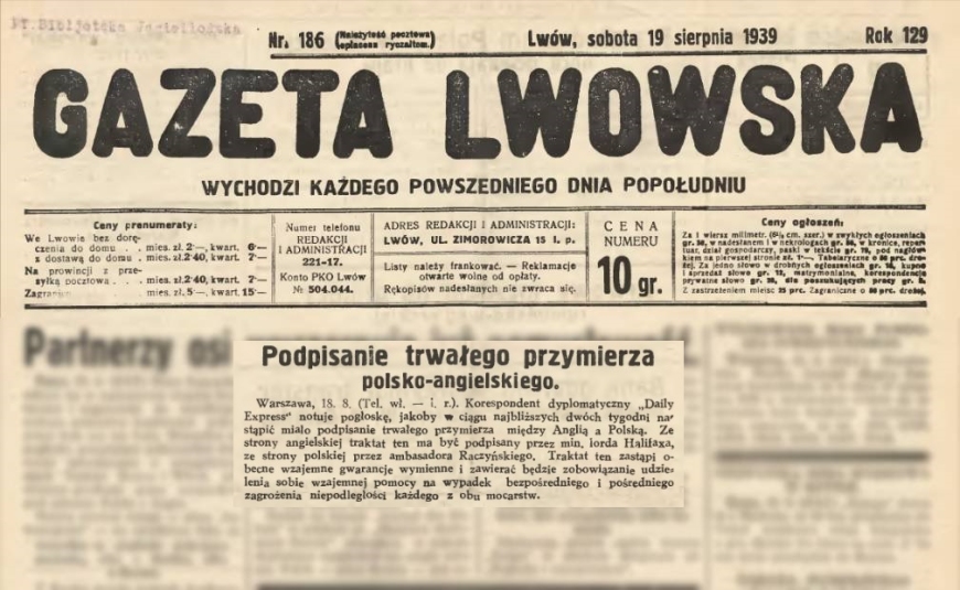 źródło: Gazeta Lwowska z dn. 19 sierpnia 1939
