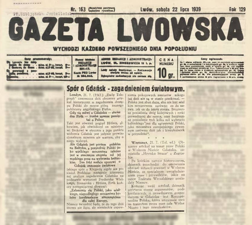 źródło: Gazeta Lwowska z dn. 22 lipca 1939