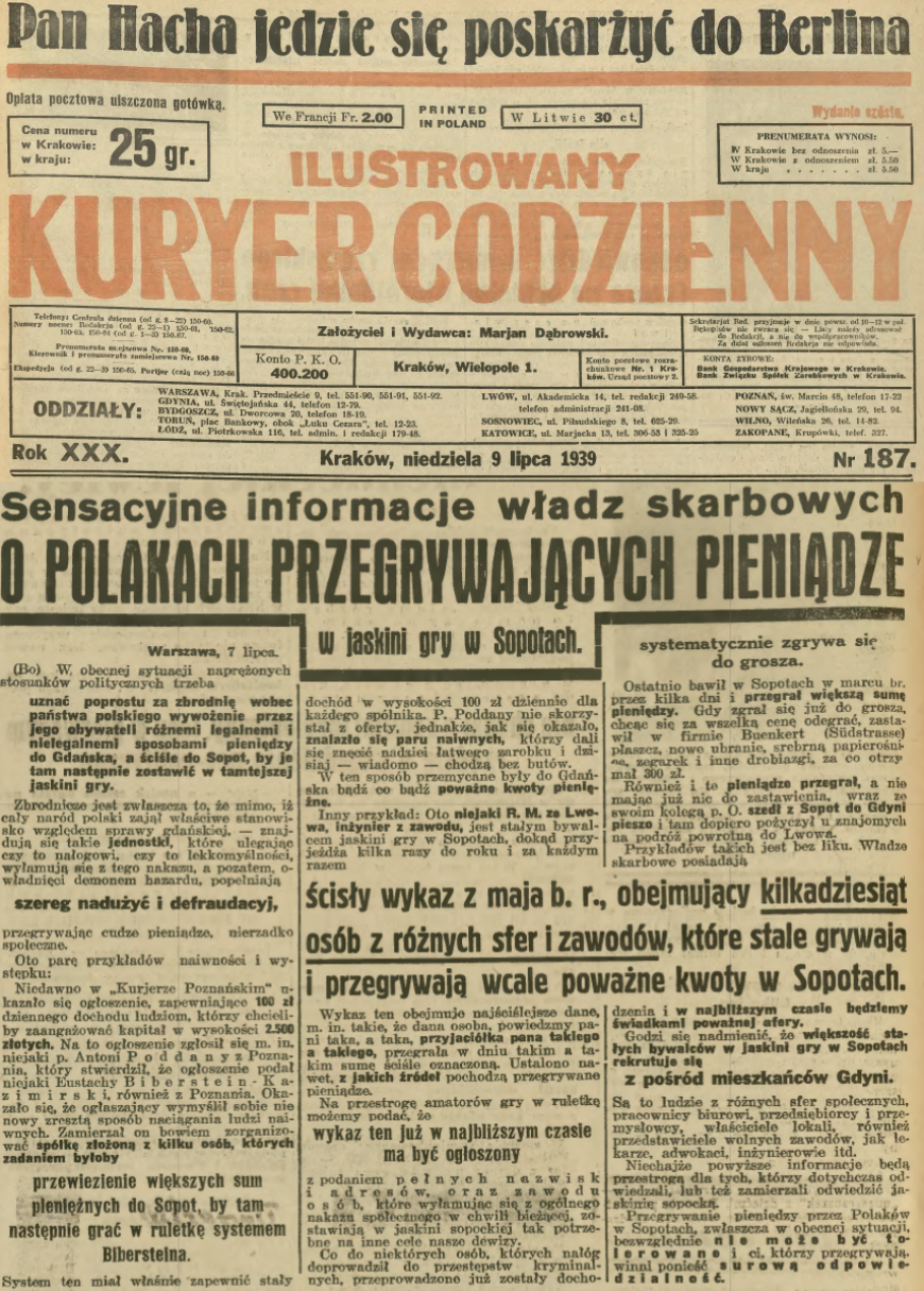 źródło: Ilustrowany Kuryer Codzienny. 1939, nr 187 (9 VII) - 9/30; MBC