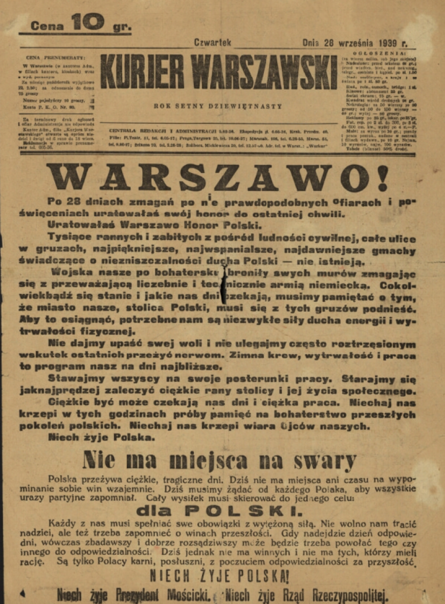 Kurier Warszawski 28.09.1939 