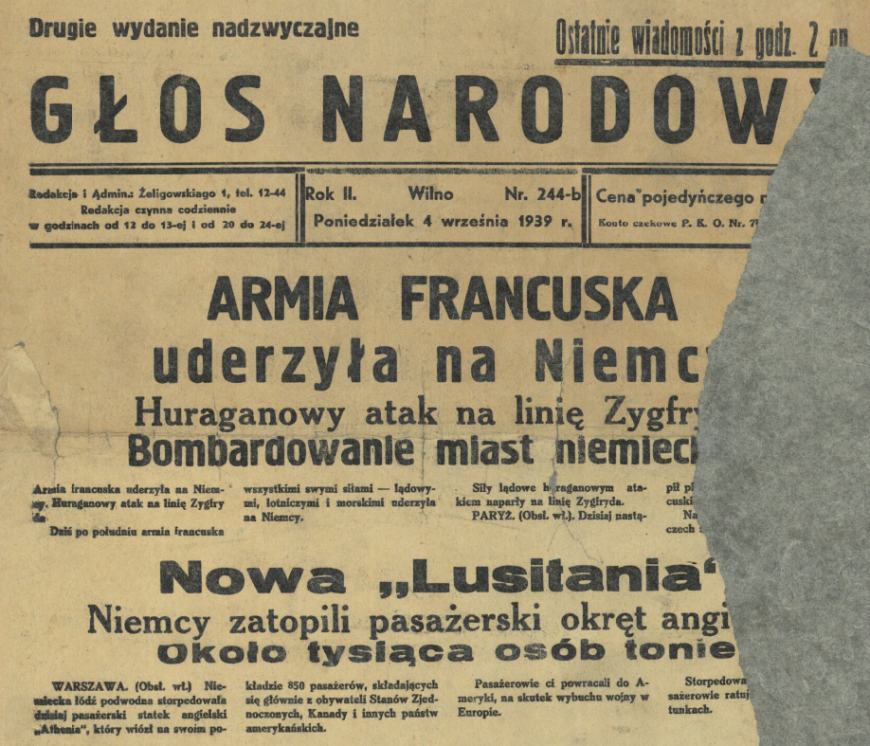 źródło: Głos Narodów z dn. 4 września 1939