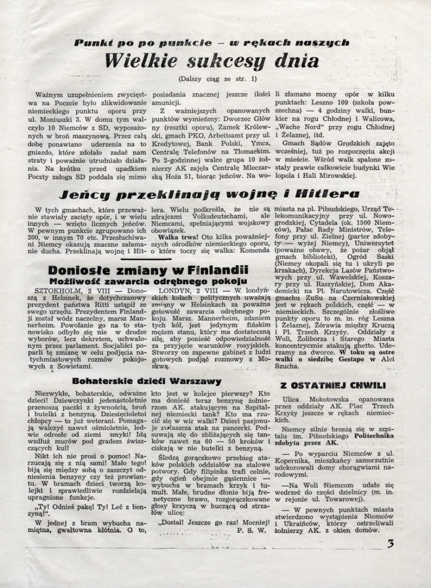 Biuletyn Informacyjny, Wydanie Codzienne, nr 38-245, z 3 sierpnia 1944 r.