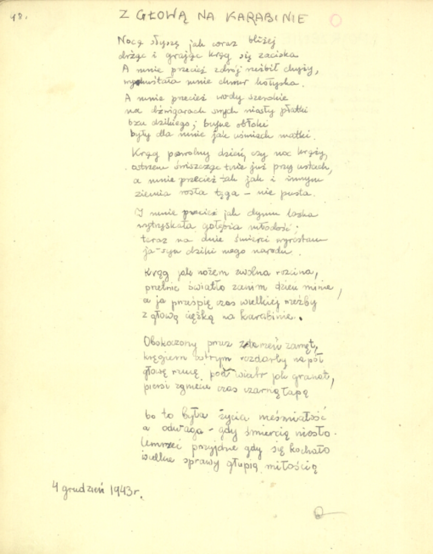 Wiersz „Z głową na karabinie” (Źródło: Cyfrowa Biblioteka Narodowa Polona)