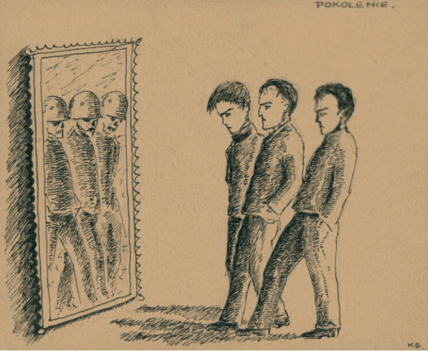 Ilustracja do wiersza „Pokolenie” (Źródło: Cyfrowa Biblioteka Narodowa Polona)