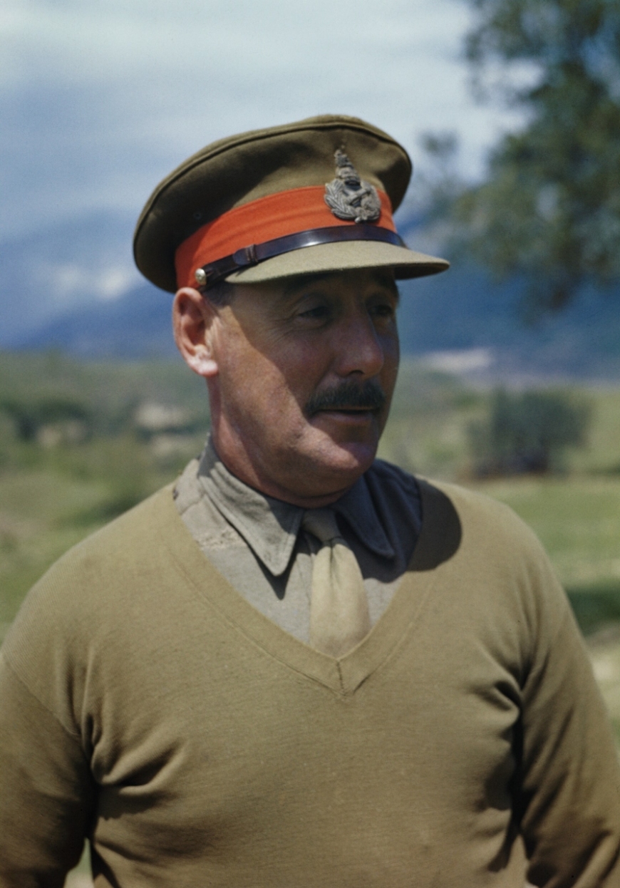 Generał Oliver Leese, dowódca brytyjskiej 8. Armii. 30 IV 1944 r. (domena publiczna)