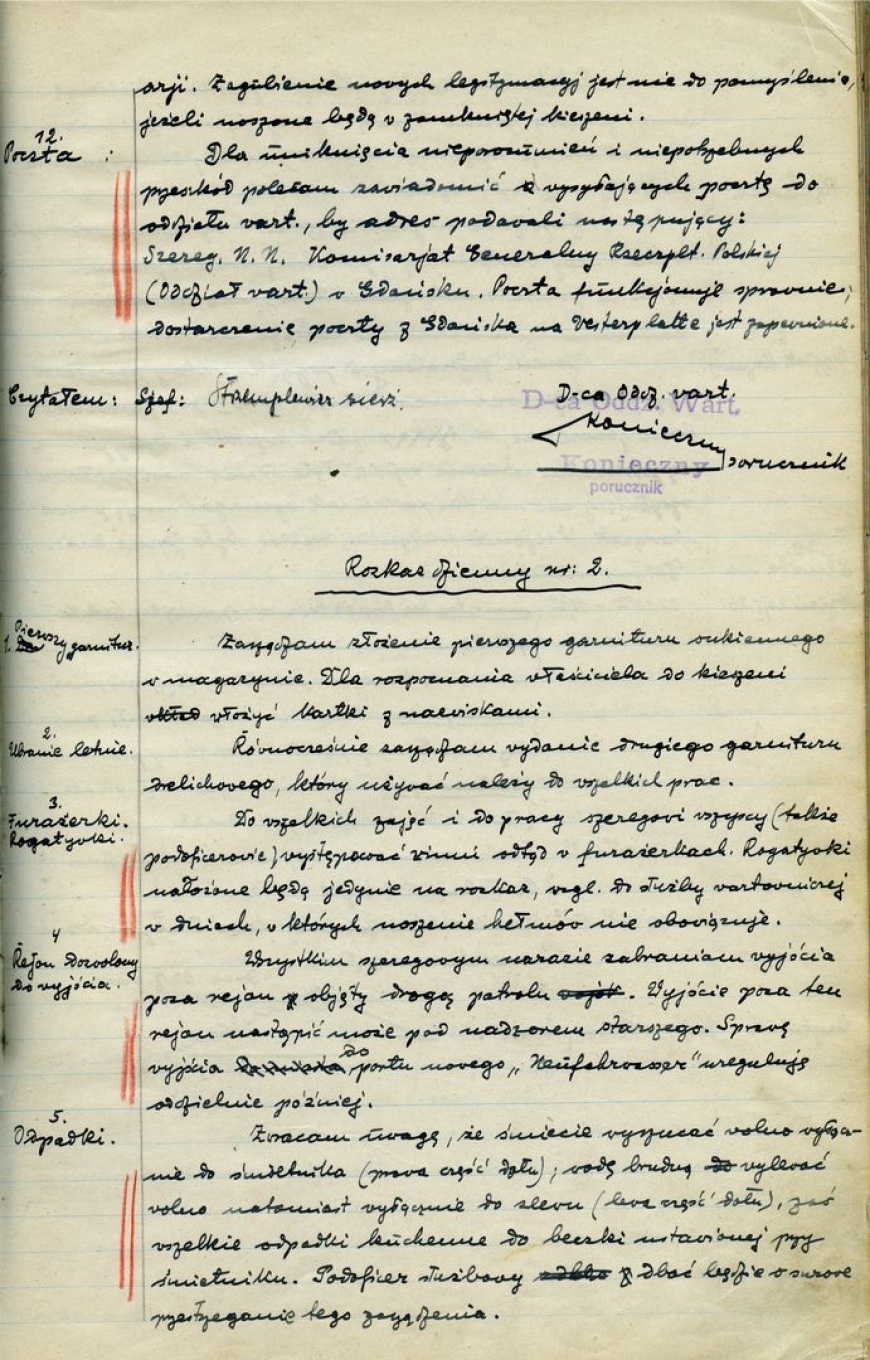 Skany pierwszego rozkazu wydanego na Westerplatte 20 stycznia 1926 r. Źródło: CAW.