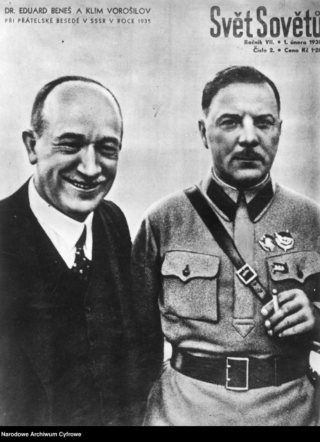 Fot. 4. Edvard Beneš i Kliment Woroszyłow na okładce pisma Svět Sovětů. 1938 r. (NAC)