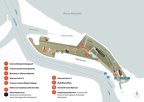 Mapka przedstawia aktualnie obowiązującą trasę zwiedzania. Obszar zaznaczony na czarno jest niedostępny.