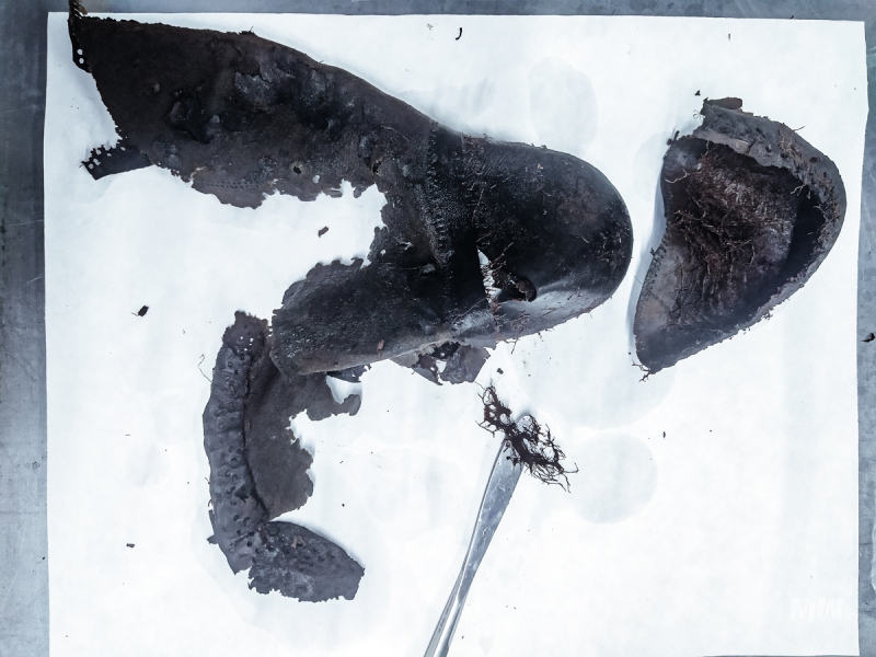 Cykl #ZobaczKonserwacjeMIIWŚ - skórzane buty z okresu II wojny światowej wydobyte podczas wykopalisk archeologicznych