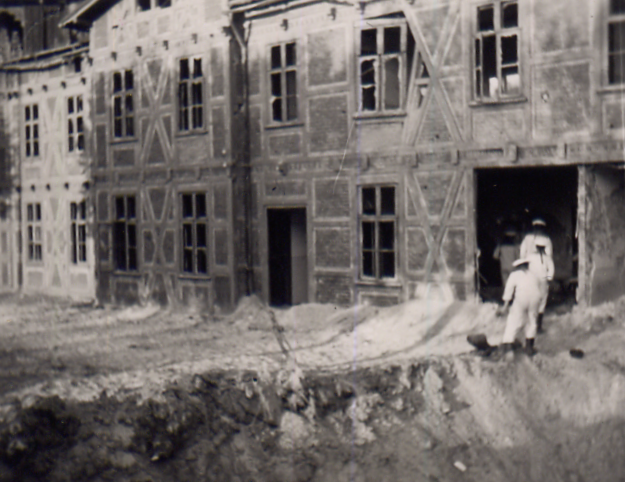 Archival photographs of the crater taken after the battle
