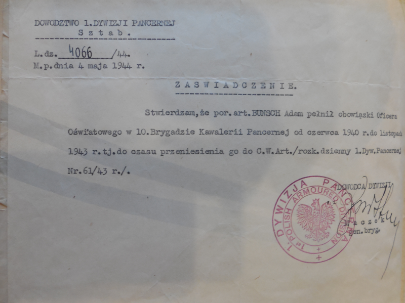 Zaświadczenie o pełnieniu słuzby wojskowej