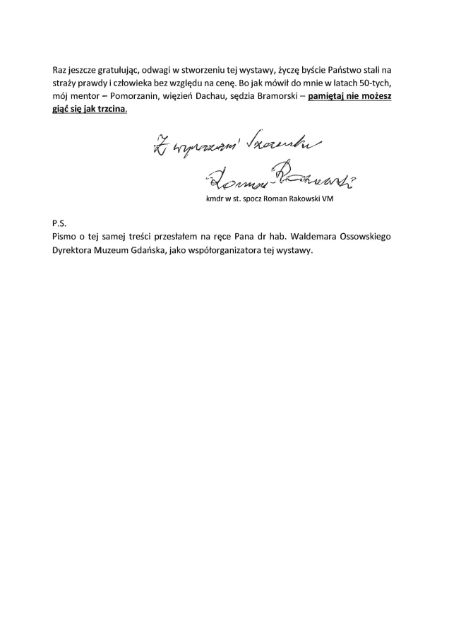 List kmdr. Romana Rakowskiego