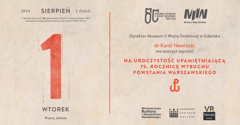 Uroczystość upamiętniająca 75. Rocznicę Wybuchu Powstania Warszawskiego