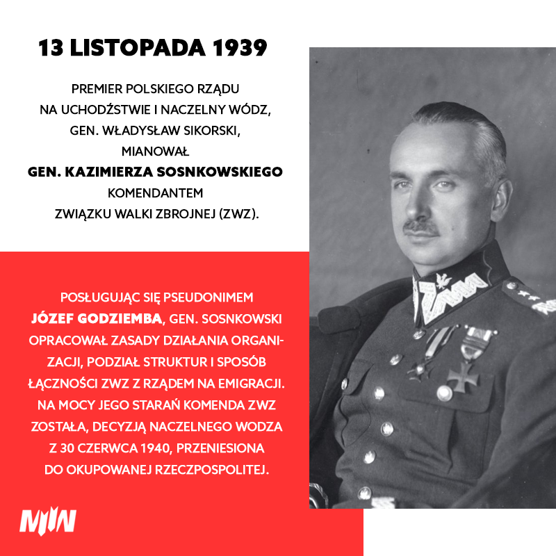  gen. Kazimierz Sosnkowski komendantem Związku Walki Zbrojnej (ZWZ)