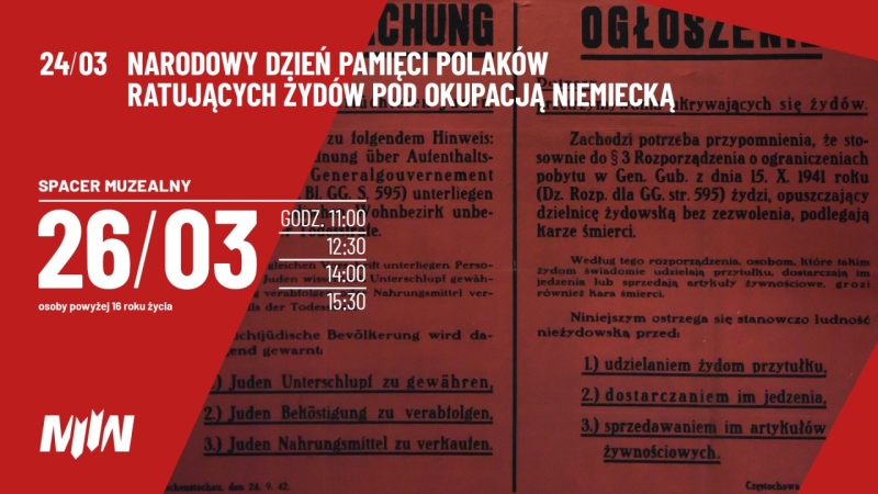 24 marca – Narodowy Dzień Pamięci Polaków ratujących Żydów pod okupacją niemiecką.