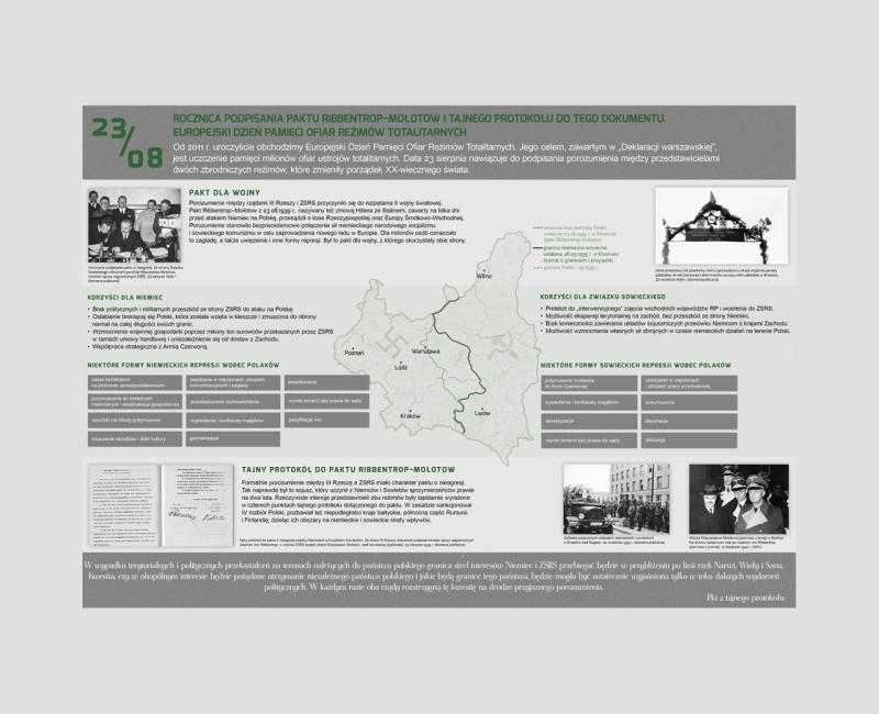23 sierpnia - rocznica podpisania paktu Ribbentrop–Mołotow i tajnego protokołu do tego dokumentu. Europejski Dzień Pamięci Ofiar Reżimów Totalitarnych