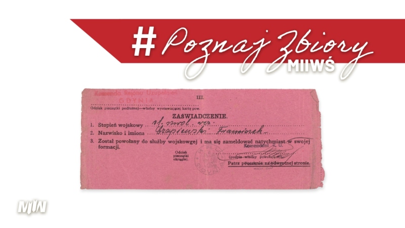 Cykl #PoznajZbioryM2WŚ - zaświadczenie dla szwoleżera z 1939 roku