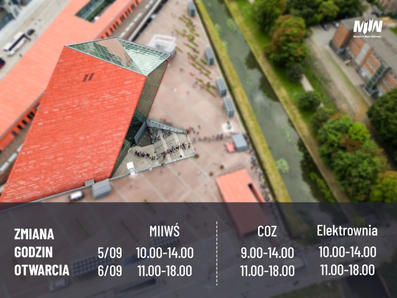 Zmiana godzin otwarcia MIIWŚ oraz COZ i Elektrowni na Westerplatte w dniach 5 i 6 września